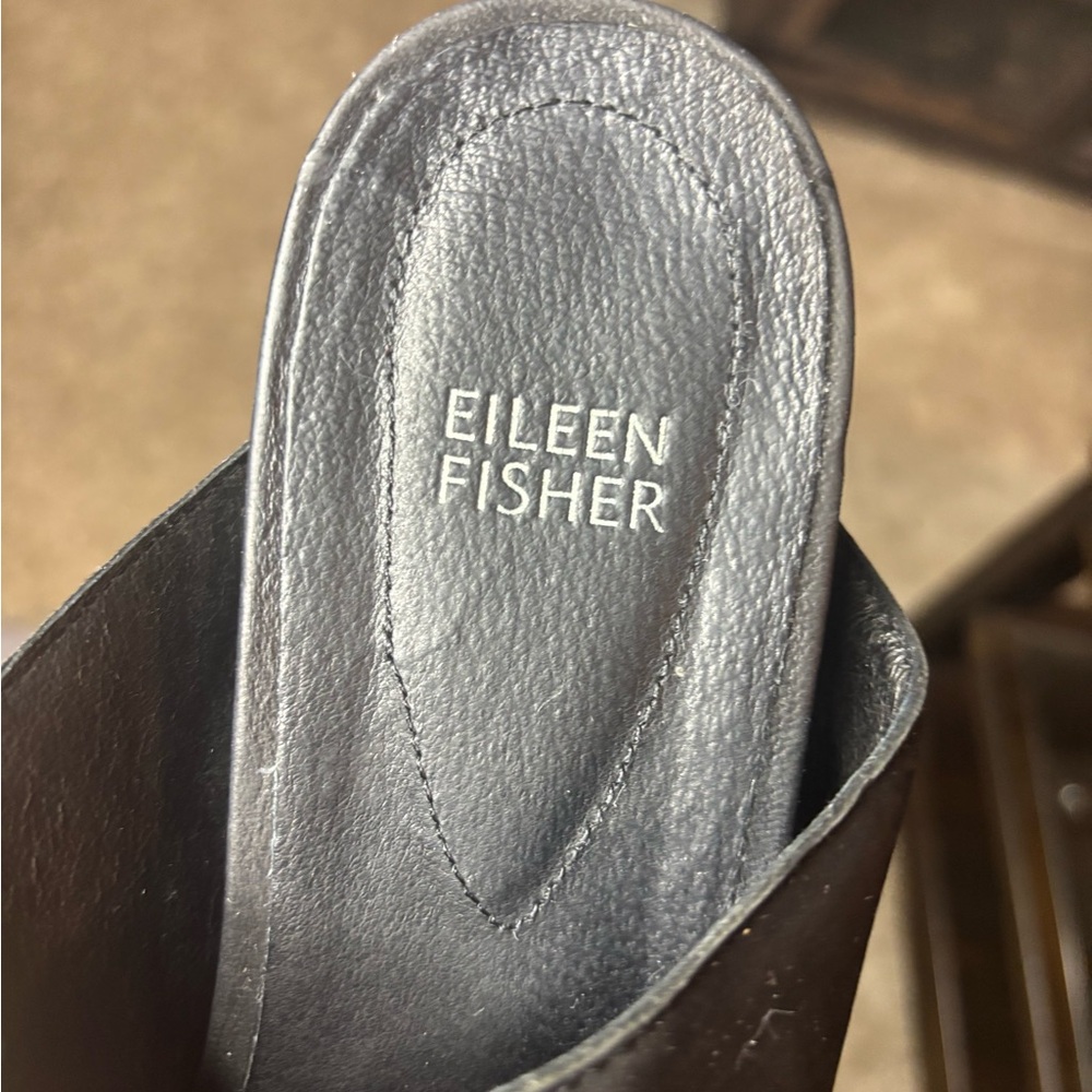 EILEEN FISHER Grand Platform Heel Cutout Suede Rubber Slip On Slide Sandals 9 - Picture 2 of 5